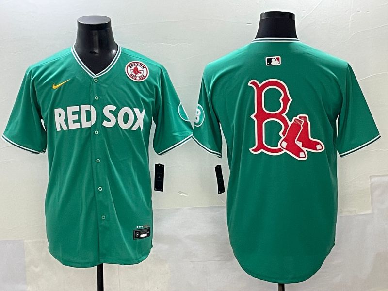 Men 2025 Boston Red Sox Blank Green Joint Name Nike MLB Jersey style 9